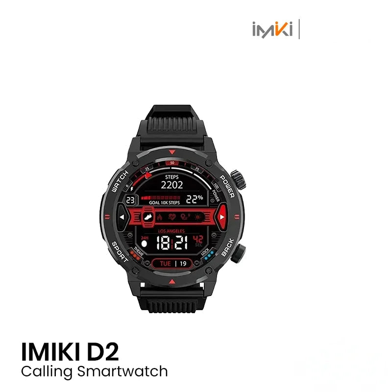 IMIKI D2 1.43" AMOLED BT Calling 3 ATM Smartwatch - Black EDU 260361