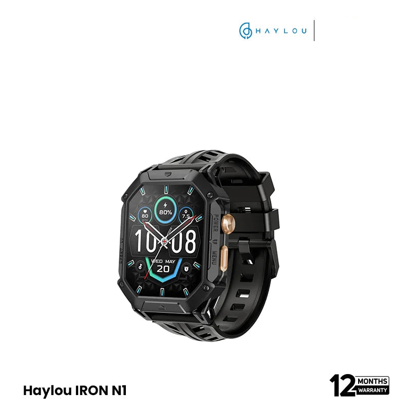 Haylou IRON N1 2.13" AMOLED Display With 5ATM Waterproof rugged Smart Watch- Black EDU 260236