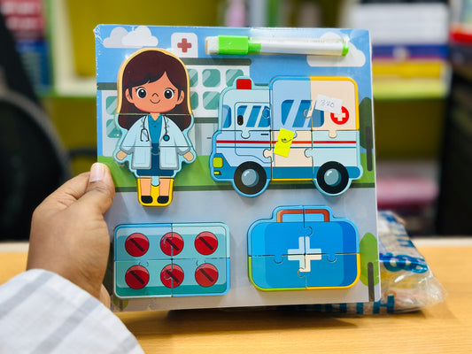 Wooden Colorful Puzzle Board- Big Size - 9 inch x 9 inch