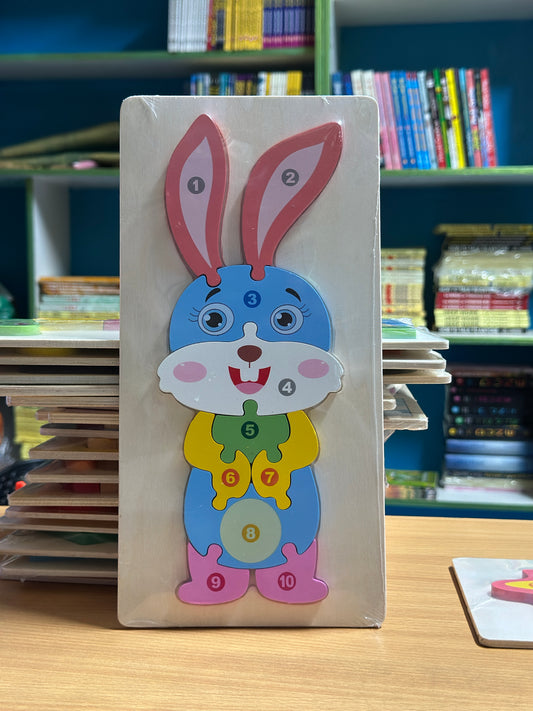 Wooden Colorful Puzzle Board- Big Size - 12 inch x 6 inch