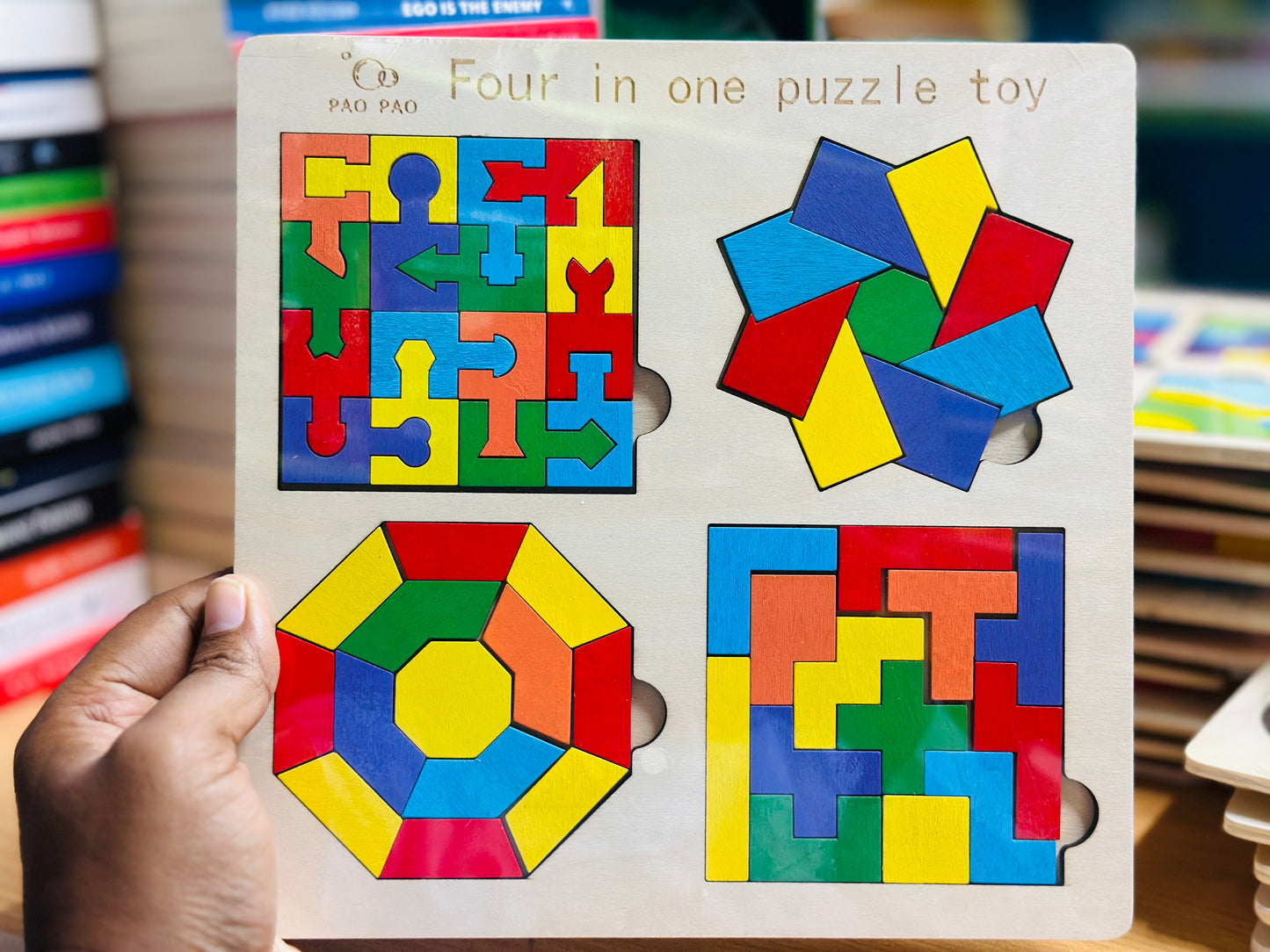 Tangram shape puzzle (4 in 1) Board- Big Size - 9 inch x 9 inch