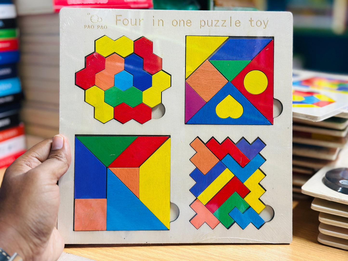 Tangram shape puzzle (4 in 1) Board- Big Size - 9 inch x 9 inch