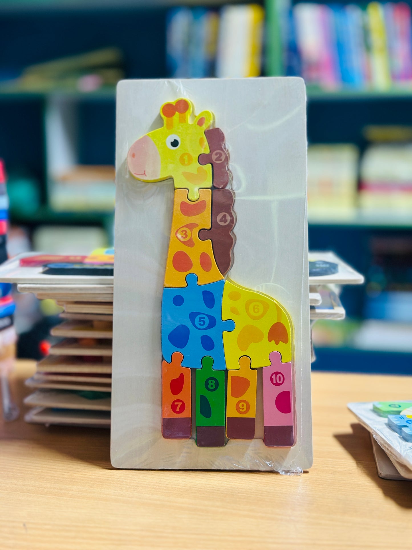 Wooden Colorful Puzzle Board- Big Size - 12 inch x 6 inch