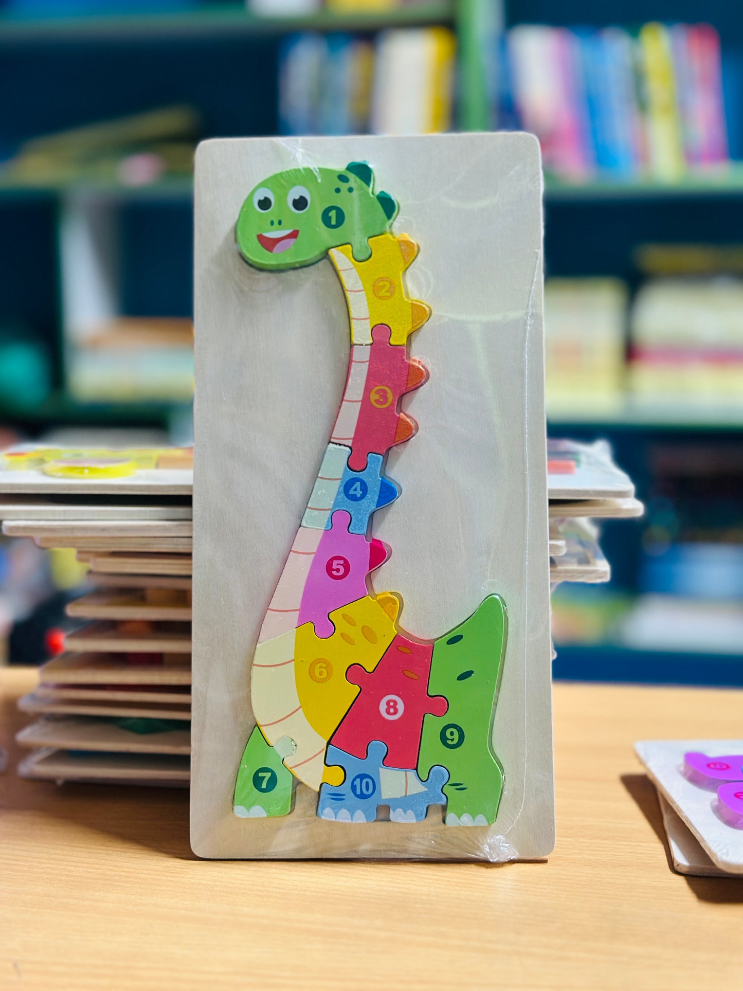 Wooden Colorful Puzzle Board- Big Size - 12 inch x 6 inch