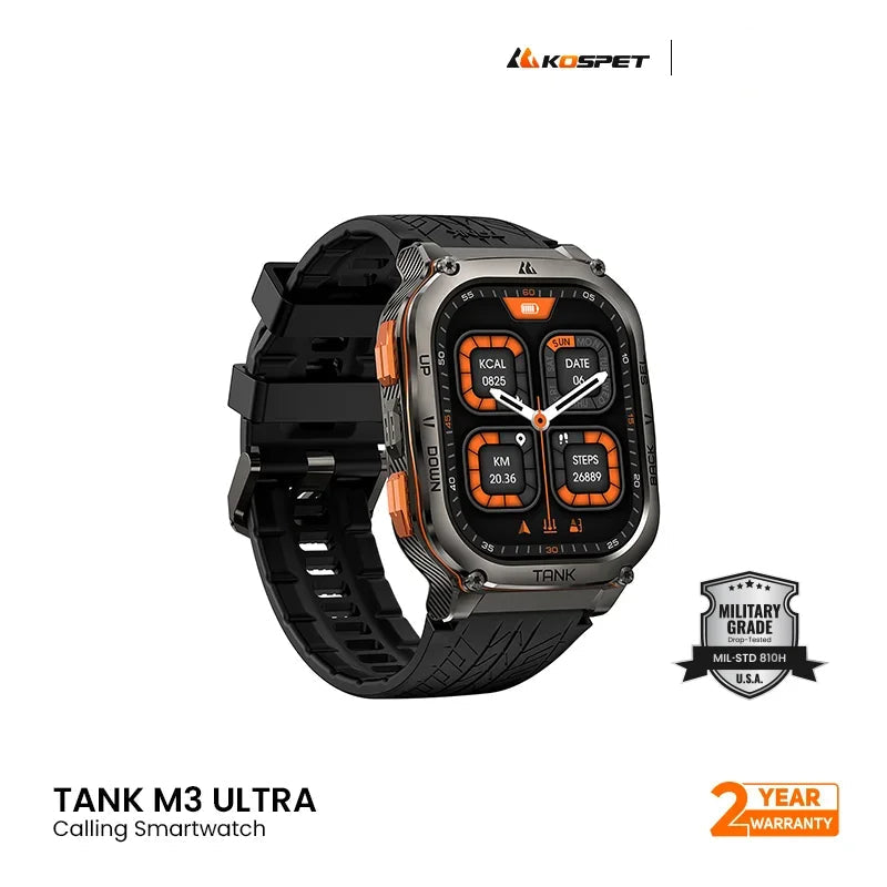 Kospet Tank M3 Ultra 5 ATM & IP69K Dive-Proof Smart Watch - Black