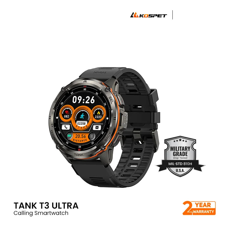 Kospet Tank T3 Ultra 5 ATM & IP69K Dive-proof Smart Watch - Black