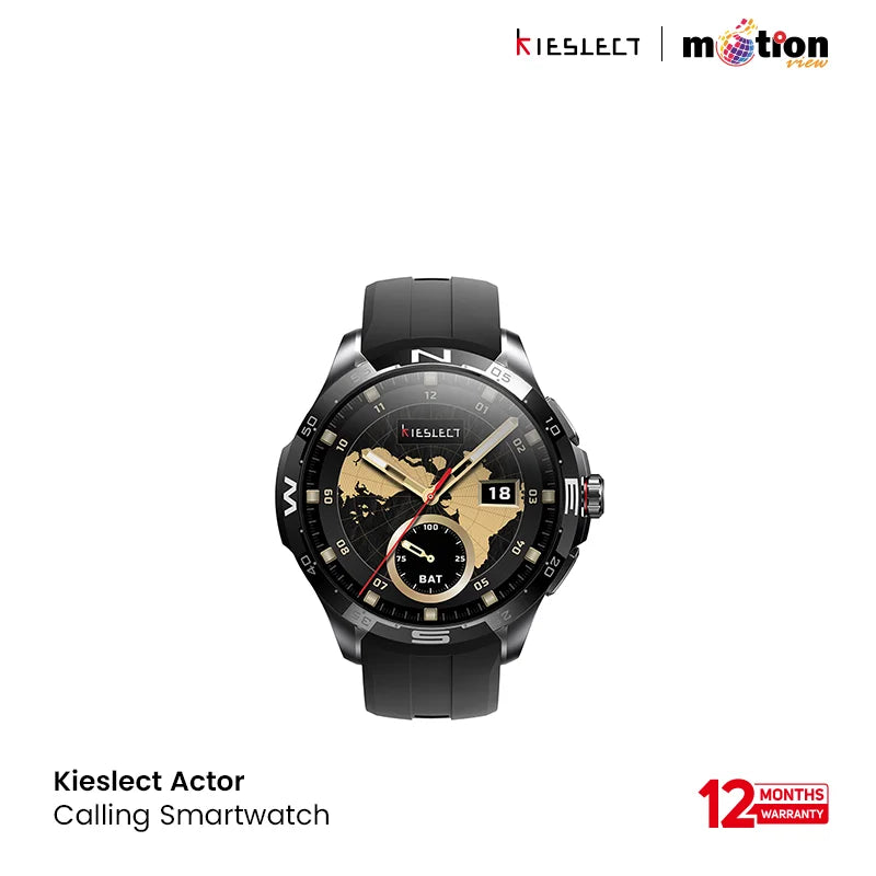 Kieslect Actor 1.6" AMOLED Display & 5ATM Waterproof BT Calling Smart Watch with GPS- Black EDU 260335