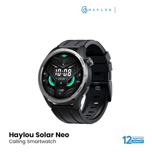 Haylou Solar Neo 1.53" Bluetooth Calling Smart Watch (Silicone+Woven) Strap- Black EDU 260319