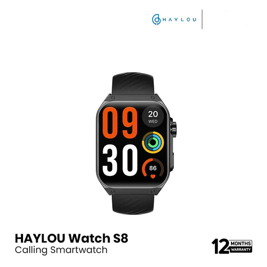 HAYLOU S8 1.96inch AMOLED Curved Screen With AI Voice Assistant Smart Watch- Black EDU 260286