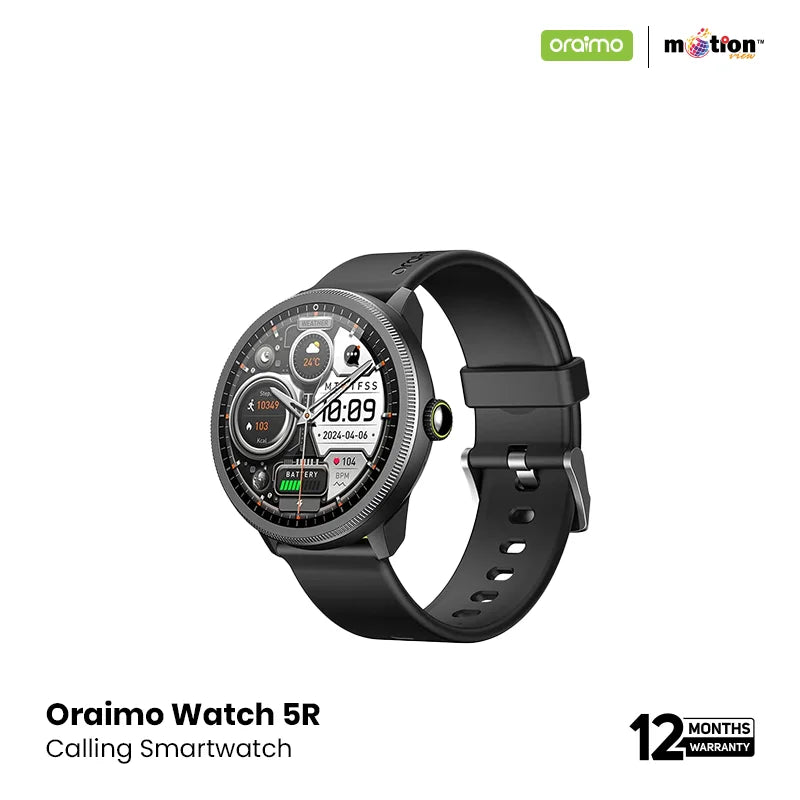 Oraimo Watch 5R 1.43inch AMOLED SmartWatch (OSW-820)- Black EDU 259464