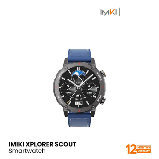 IMIKI XPLORER SCOUT 1.43" AMOLED Display With 3ATM Waterproof Smart Watch- Black+Blue