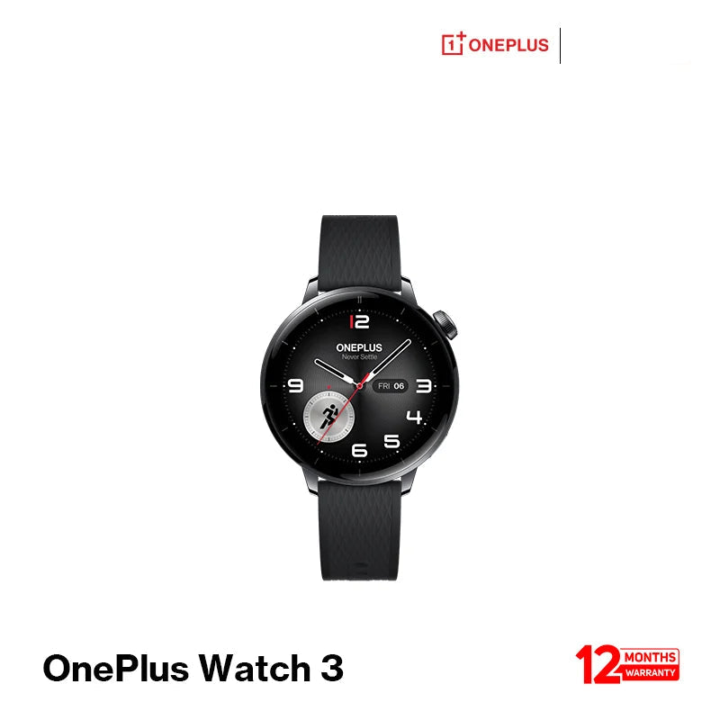 OnePlus Watch 3 43mm BT Calling 1.32" AMOLED 1000 nits 5ATM GPS With 32GB/2GB RAM & Wear OS SmartWatch (OPWE242)- Silver Steel EDU 260224