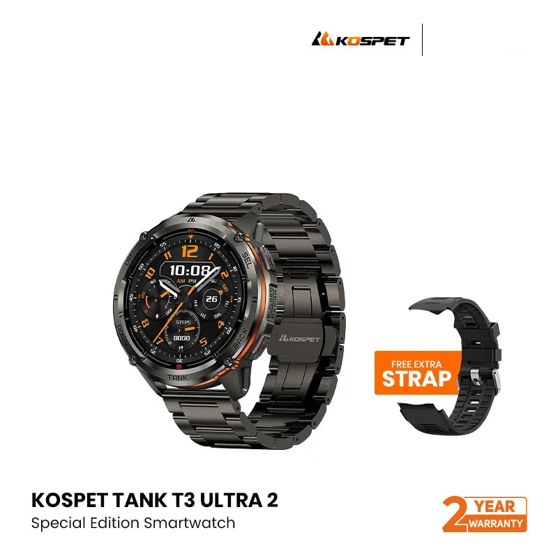 Kospet TANK T3 ULTRA 2 IP69K & 5 ATM Dive-proof (Special Edition) Dual Strap - Black