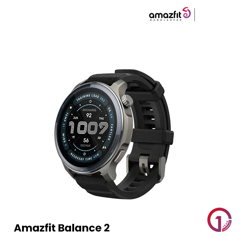 Amazfit Balance 2 AMOLED 1.5" Smart Watch with 10 ATM & GPS (6 Satellite) - Black EDU 260258