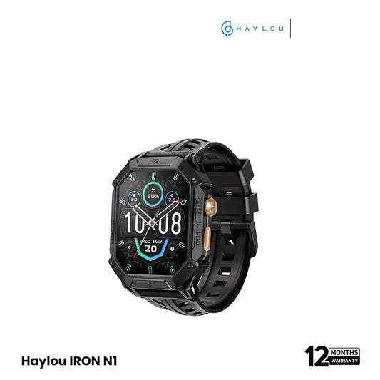 Haylou IRON N1 2.13" AMOLED Display With 5ATM Waterproof rugged Smart Watch- Black EDU 260236