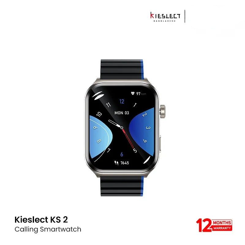 Kieslect KS2 Calling 2.01" FHD AMOLED 3ATM Smart Watch (Double Strap + Protector) - Midnight Blue EDU 260303