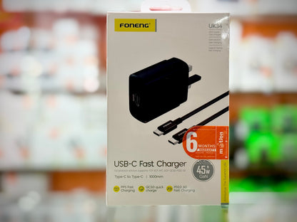 FONENG 45W GaN USB-C Wall Charger With Type-C Cable (UK34)- EDH260142