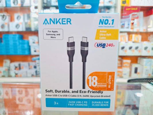 Anker USB-C to C Cable (3ft, 240W, Upcycled-Braided)
