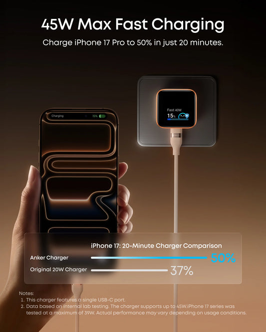 Anker Nano 45W Smart Display GaN Fast Charger (CN Version)