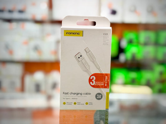 FONENG USB Cable Type- C 3A(XS01)-White- EDH 260103