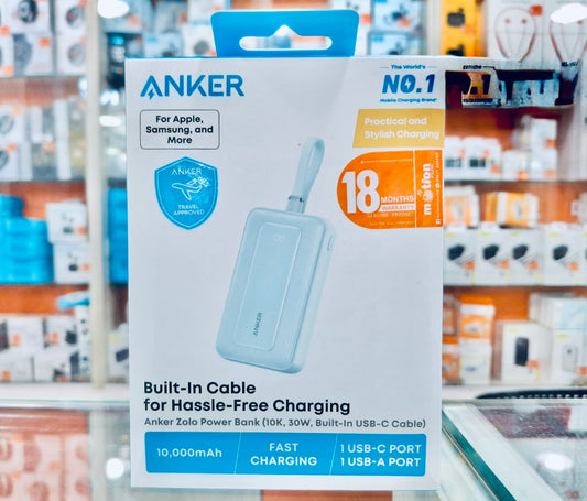 Anker Zolo 10000mAh 30W Power Bank with Built-in USB-C Cable