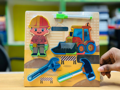 Wooden Colorful Puzzle Board- Big Size - 9 inch x 9 inch