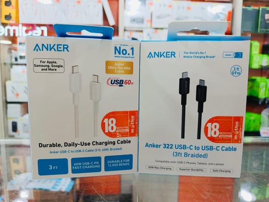 Anker 322 USB-C to USB-C 60W Cable 1.8M 6 Feet Nylon Braided