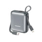 FONENG PX115 10000mAh Mini 22.5W Power Bank with 2 Built-in Cables- Dark Gray